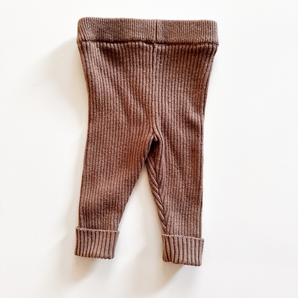 Grayson Collective Knit Leggings For Newborn Baby, Dark Brown - Picture 1 of 5